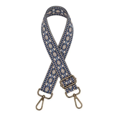 Blausky Verstellbarer Schultergurt Breit 3.8cm für Damen & Herren,Taschengurt Taschengurte zum Wechseln Schulterriemen mit Karabiner für Schultertaschen Handtaschen Crossbody,Blau + Bronze von Blausky