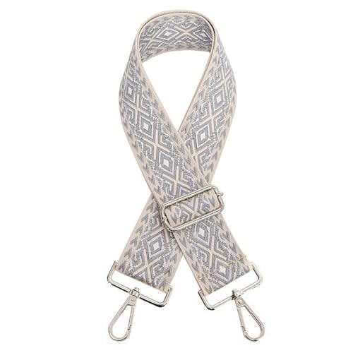 Blausky Verstellbarer Taschengurte 75-135cm,5cm Breiter Jacquard-Schultergurt,Tragegurt zum Wechseln Damen & Herren Taschenband Riemen mit Silber Karabiner DIY Zubehör für Handtaschen,Grau von Blausky