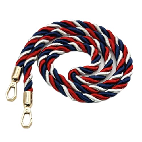 Damen Bunter Schultergurt,Unisex Taschengurt Stylischer Riemen aus Polyesterstoff Dünner Taschenriemen DIY-Zubehör für Taschen Handtaschen Canvas Umhängetaschen,35cm,Rot Weiß Blau+Gold von Blausky