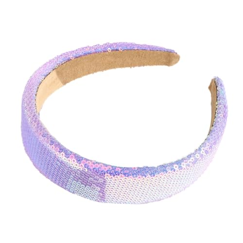 Damen Haarreif Glitzer,Bunte Pailletten Haarreifen Breite Retro Gepolsterte Haarband Elastische Haarbänder Elegant Tägliches Accessoire für Frauen Hochzeit Weihnachten Party,Lila von Blausky