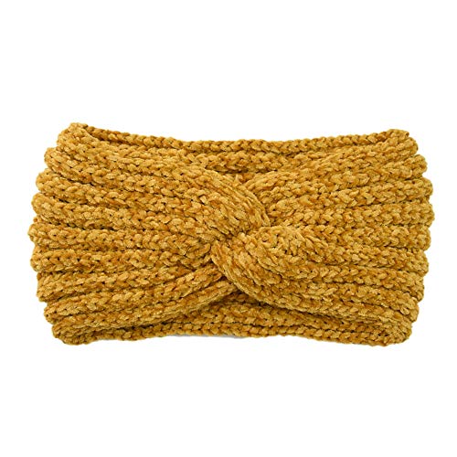 Elastische Stirnbänder Damen,Strick Haarband mit Twist Knoten Breit Kopfband Gestrickte Headwrap Warmes Stirnband Herbst Und Winter Ohrenwärmer für Outdoor-Sport 22x12cm,Gelb Elastische Stirnbänder Damen,Strick Haarband mit Twist Knoten Breit Kopfband Gestrickte Headwrap Warmes Stirnband Herbst Und Winter Ohrenwärmer für Outdoor-Sport 22x12cm,Gelb von Blausky