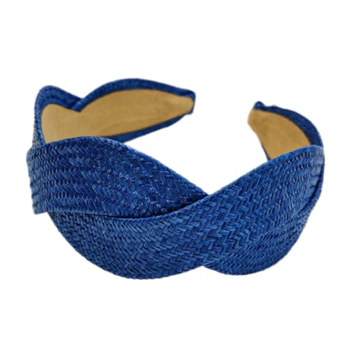 Gewebtes Stirnband für Damen,5.5cm Breit Kopfband Bohemian Haarbänder Sommer Haarreif Elastische Criss Cross Haarreifen Haarbänder Haarschmuck für Strand Garten & Täglich,Königsblau von Blausky
