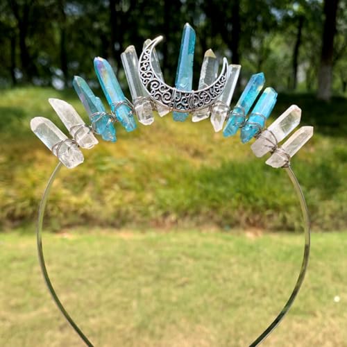 Glitzer Kristall Stirnbänder Damen,Dünnes Edelstein Haarband Vintage Mond Haarreif Metallstirnband Bling Braut Haarschmuck für Hochzeit Abend Party Abschlussball Cosplay,Weiß Blau A Glitzer Kristall Stirnbänder Damen,Dünnes Edelstein Haarband Vintage Mond Haarreif Metallstirnband Bling Braut Haarschmuck für Hochzeit Abend Party Abschlussball Cosplay,Weiß Blau A von Blausky
