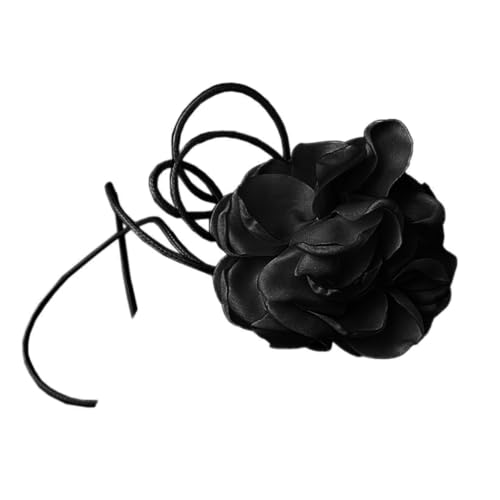 Gothic Blumen Choker,Elegant Kamelien Halskette Satin Stoff-Blumen-Halsketten Halsband Boho-Halskette Frauen Schmuck Accessoire für Geburtstag Partys Hochzeiten und Täglichen,Schwarz von Blausky