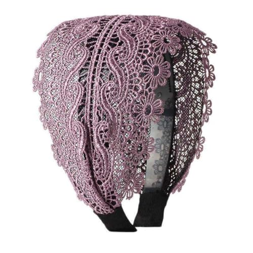 Haarreifen Damen,11cm Breit Spitzen-Stirnbänder Vintage Florales Spitzen-Kopfband Haarschmuck Elastische Haarband Elegante Haarbänder Hair Accessoire für Hochzeit Abendparty,Rosa von Blausky