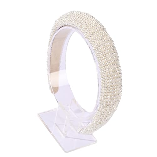 Perlen Stirnbänder,Kunstperlen Haarreif Braut Headband Breites Dickes Haarreifen,Weißes Perlen Stirnbän Retro Haarschmuck für Weihnachten Party Hochzeit Täglich,Damen und Frauen,Vollperlen von Blausky