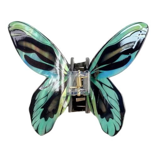 Schmetterling Haarspange,Haar Clips Französisch Haarklauenclips Mittelgroß Butterfly Claw Clip Rutschfest Haarclips Acryl Haarklammer für dickes,dünnes Haar,Frauen und Damen,Blaugrün 11.8x8.5cm von Blausky