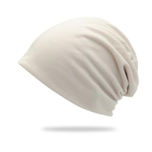 Slouchy Beanie Mütze,Dünne und Leichte Jersey Beanies,Chemo Kopfbedeckung Mützen,Unisex Winter Sommer Hüte,Laufmütze Elastisch Weich Jersey Mütze Hip-Hop Cap Pullover Hat für Herren Damen,Beige von Blausky