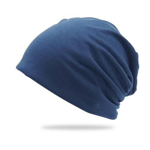 Slouchy Beanie Mütze,Dünne und Leichte Jersey Beanies,Chemo Kopfbedeckung Mützen,Unisex Winter Sommer Hüte,Laufmütze Elastisch Weich Jersey Mütze Hip-Hop Cap Pullover Hat für Herren Damen,Marineblau von Blausky