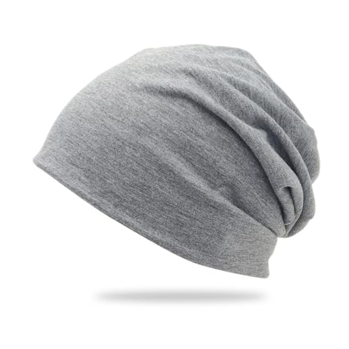 Slouchy Beanie Mütze,Dünne und Leichte Jersey Beanies,Chemo Kopfbedeckung Mützen,Unisex Winter Sommer Hüte,Laufmütze Elastisch Weich Jersey Mütze Hip-Hop Cap Pullover Hat für Herren Damen,Hellgrau von Blausky