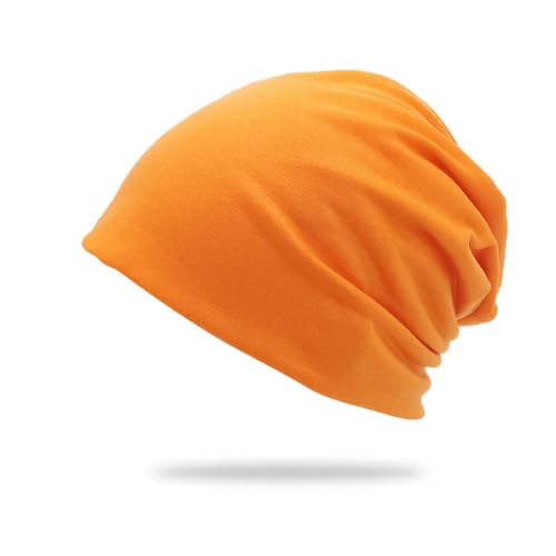 Slouchy Beanie Mütze,Dünne und Leichte Jersey Beanies,Chemo Kopfbedeckung Mützen,Unisex Winter Sommer Hüte,Laufmütze Elastisch Weich Jersey Mütze Hip-Hop Cap Pullover Hat für Herren Damen,Orange von Blausky