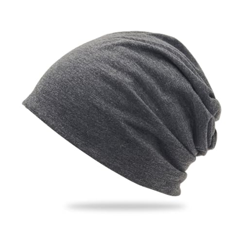 Slouchy Beanie Mütze,Dünne und Leichte Jersey Beanies,Chemo Kopfbedeckung Mützen,Unisex Winter Sommer Hüte,Laufmütze Elastisch Weich Jersey Mütze Hip-Hop Cap Pullover Hat für Herren Damen,Grau von Blausky