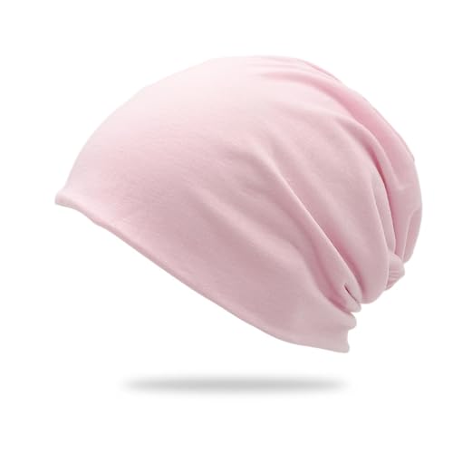 Slouchy Beanie Mütze,Dünne und Leichte Jersey Beanies,Chemo Kopfbedeckung Mützen,Unisex Winter Sommer Hüte,Laufmütze Elastisch Weich Jersey Mütze Hip-Hop Cap Pullover Hat für Herren Damen,Rosa von Blausky