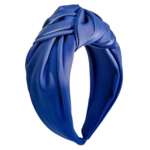 Stoff Haarband für Damen,Boho Verknotet Stirnband 6cm Breite Retro Kopfband Haaraccessoires Anti-Rutsch Satin Haarreifen Geknotetes Haarreifen Haarschmuck mit Knoten,Königsblau von Blausky