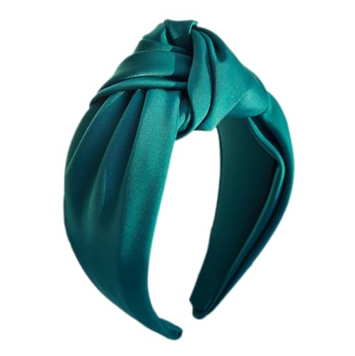 Stoff Haarband für Damen,Boho Verknotet Stirnband 6cm Breite Retro Kopfband Haaraccessoires Anti-Rutsch Satin Haarreifen Geknotetes Haarreifen Haarschmuck mit Knoten,Pfauenblau von Blausky