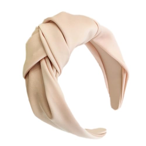 Stoff Haarband für Damen,Boho Verknotet Stirnband 6cm Breite Retro Kopfband Haaraccessoires Anti-Rutsch Satin Haarreifen Geknotetes Haarreifen Haarschmuck mit Knoten,Rosa von Blausky