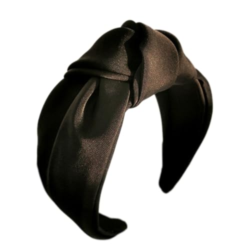 Stoff Haarband für Damen,Boho Verknotet Stirnband 6cm Breite Retro Kopfband Haaraccessoires Anti-Rutsch Satin Haarreifen Geknotetes Haarreifen Haarschmuck mit Knoten,Schwarz von Blausky