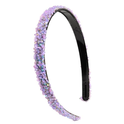 Strass Stirnbänder Glitzer Stirnband Dünnes Haarbänder Kristall Haarschmuck mit Perlen und Pailletten,Elegante Haarreif Hair Bands Kopfbedeckung Beauty Accessory für Damen Frauen Braut,Lila von Blausky