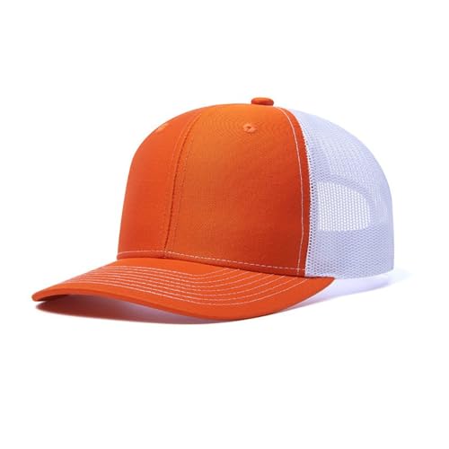 Unisex Trucker Cap Baseball Cap Verstellbar Sonnenhut Baseballkappe Mütze Basecap,Trucker-Kappe Snapback Schirm Mütze,mit luftdurchlässige Mesh Rückseite,für Outdoor Sommer Freizeit,Orange+Weiß von Blausky