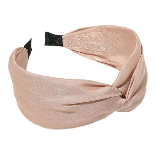 Verknotet Stirnbänd Damen,6cm Breite Haarbänder Haarreif Stoffe Haarband Anti-Rutsch Haarreifen Boho Stirnbänder mit Knoten Haarschmuck Haar-Accessoire für Frauen,Champagner von Blausky