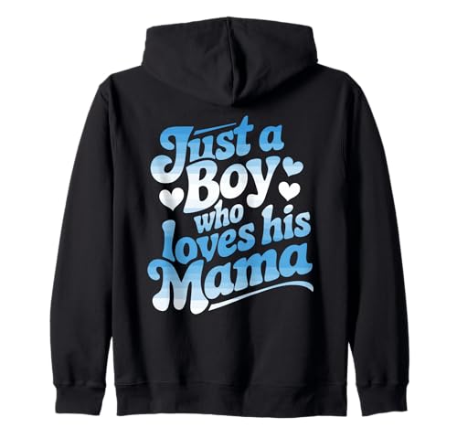Just A Boy Who Loves His Mama Retro Herz Blau Muttertag Kapuzenjacke Just A Boy Who Loves His Mama Retro Herz Blau Muttertag Kapuzenjacke von Blauverlauf Retro Mama Junge Liebe Herz Spruch