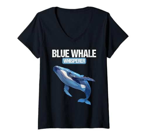 Damen Blauwale Blauwal T-Shirt mit V-Ausschnitt Damen Blauwale Blauwal T-Shirt mit V-Ausschnitt von Blauwale Blauwal Tier Shop