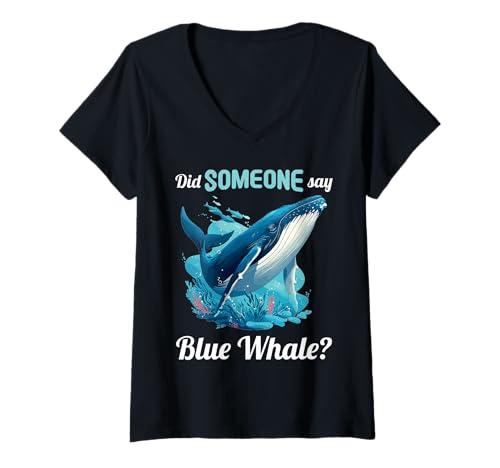 Damen Blauwale Blauwal T-Shirt mit V-Ausschnitt Damen Blauwale Blauwal T-Shirt mit V-Ausschnitt von Blauwale Blauwal Tier Shop