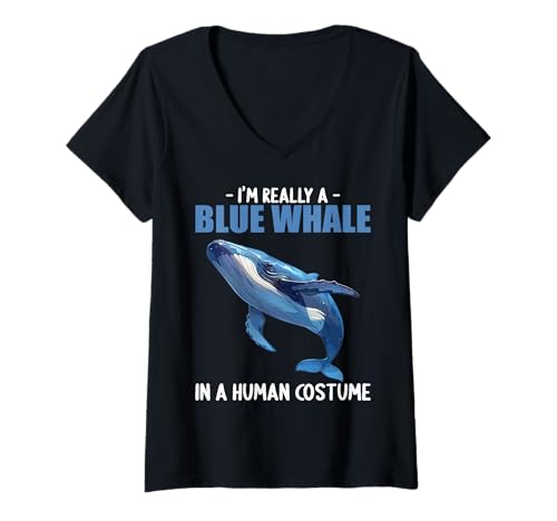 Damen Blauwale Blauwal T-Shirt mit V-Ausschnitt Damen Blauwale Blauwal T-Shirt mit V-Ausschnitt von Blauwale Blauwal Tier Shop