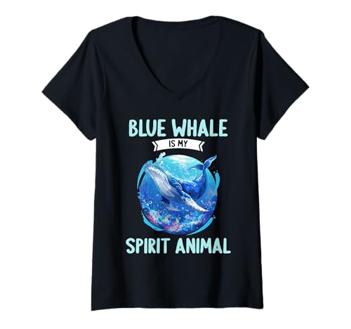 Damen Blauwale Blauwal T-Shirt mit V-Ausschnitt Damen Blauwale Blauwal T-Shirt mit V-Ausschnitt von Blauwale Blauwal Tier Shop