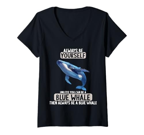 Damen Blauwale Blauwal T-Shirt mit V-Ausschnitt Damen Blauwale Blauwal T-Shirt mit V-Ausschnitt von Blauwale Blauwal Tier Shop