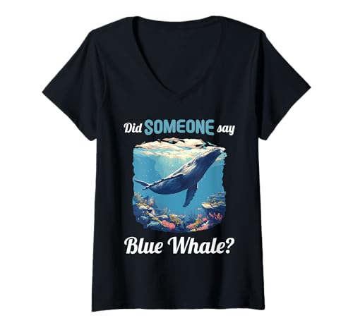 Damen Blauwale Blauwal T-Shirt mit V-Ausschnitt Damen Blauwale Blauwal T-Shirt mit V-Ausschnitt von Blauwale Blauwal Tier Shop