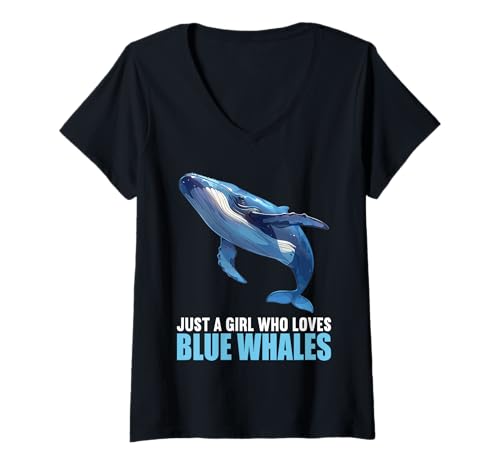 Damen Blauwale Blauwal T-Shirt mit V-Ausschnitt Damen Blauwale Blauwal T-Shirt mit V-Ausschnitt von Blauwale Blauwal Tier Shop