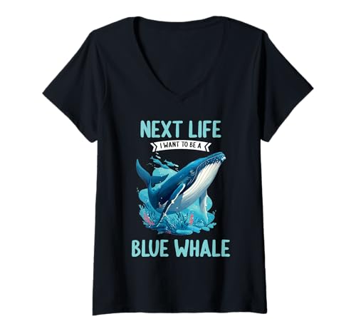 Damen Blauwale Blauwal T-Shirt mit V-Ausschnitt Damen Blauwale Blauwal T-Shirt mit V-Ausschnitt von Blauwale Blauwal Tier Shop