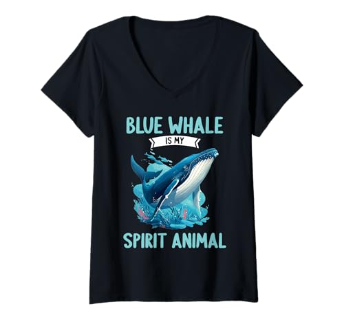 Damen Blauwale Blauwal T-Shirt mit V-Ausschnitt Damen Blauwale Blauwal T-Shirt mit V-Ausschnitt von Blauwale Blauwal Tier Shop
