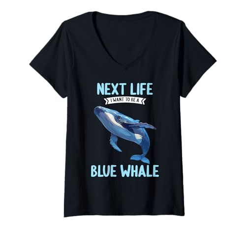 Damen Blauwale Blauwal T-Shirt mit V-Ausschnitt Damen Blauwale Blauwal T-Shirt mit V-Ausschnitt von Blauwale Blauwal Tier Shop