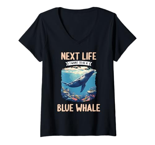 Damen Blauwale Blauwal T-Shirt mit V-Ausschnitt Damen Blauwale Blauwal T-Shirt mit V-Ausschnitt von Blauwale Blauwal Tier Shop