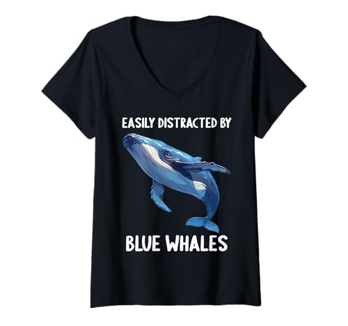 Damen Blauwale Blauwal T-Shirt mit V-Ausschnitt Damen Blauwale Blauwal T-Shirt mit V-Ausschnitt von Blauwale Blauwal Tier Shop