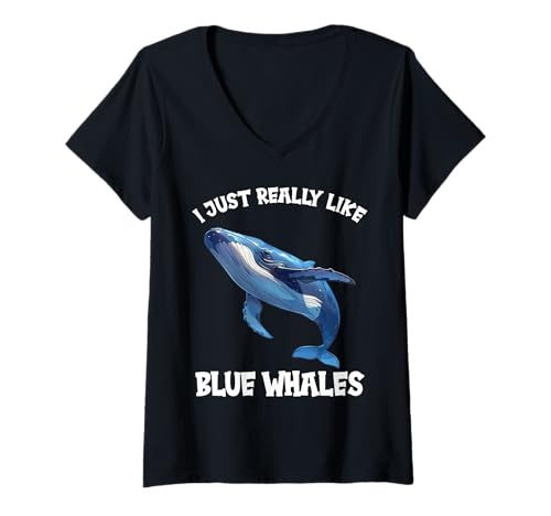 Damen Blauwale Blauwal T-Shirt mit V-Ausschnitt Damen Blauwale Blauwal T-Shirt mit V-Ausschnitt von Blauwale Blauwal Tier Shop
