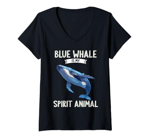 Damen Blauwale Blauwal T-Shirt mit V-Ausschnitt Damen Blauwale Blauwal T-Shirt mit V-Ausschnitt von Blauwale Blauwal Tier Shop