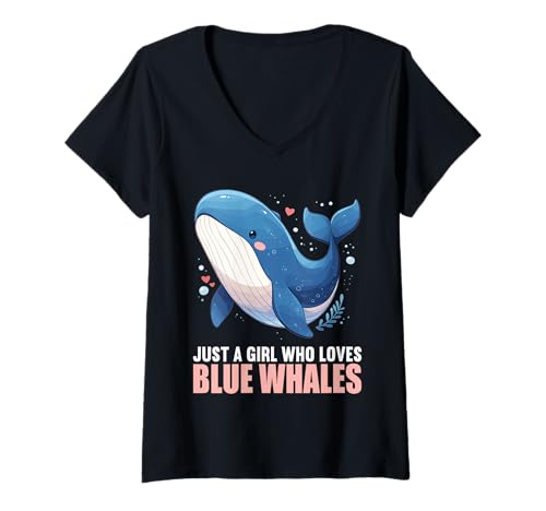 Damen Blauwale Blauwal T-Shirt mit V-Ausschnitt Damen Blauwale Blauwal T-Shirt mit V-Ausschnitt von Blauwale Blauwal Tier Shop