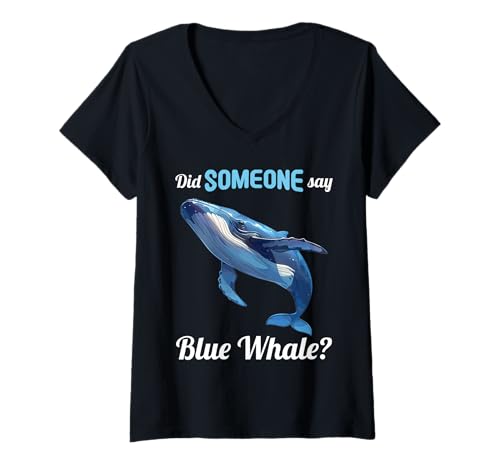 Damen Blauwale Blauwal T-Shirt mit V-Ausschnitt Damen Blauwale Blauwal T-Shirt mit V-Ausschnitt von Blauwale Blauwal Tier Shop