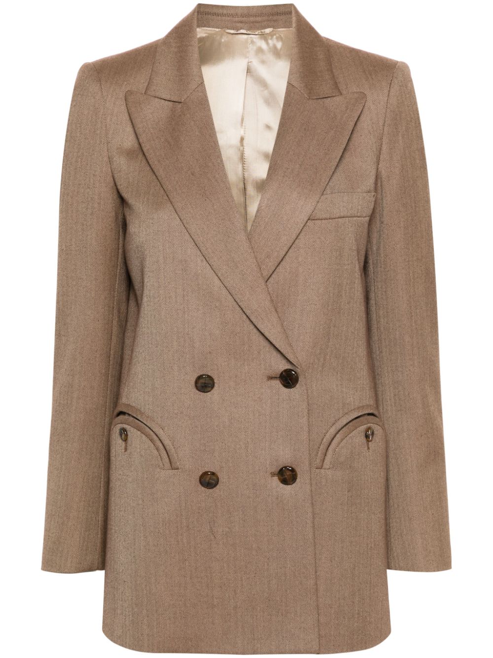 Blazé Milano Doppelreihiger Blazer mit Fischgrätenmuster - Braun von Blazé Milano