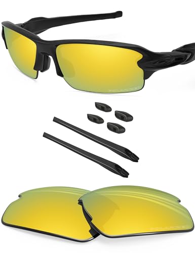 BLAZERBUCK Ersatzgläser und Socken-Set für Oakley Flak 2.0 OO9295 Sonnenbrille, 24 Karat Gold polarisiert von BlazerBuck