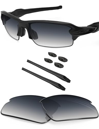 BlazerBuck Ersatzgläser und Socken-Set für Oakley Flak 2.0 OO9295 Sonnenbrille, Grauer Farbverlauf polarisiert, Fit Flak 2.0 OO9295 59mm von BlazerBuck
