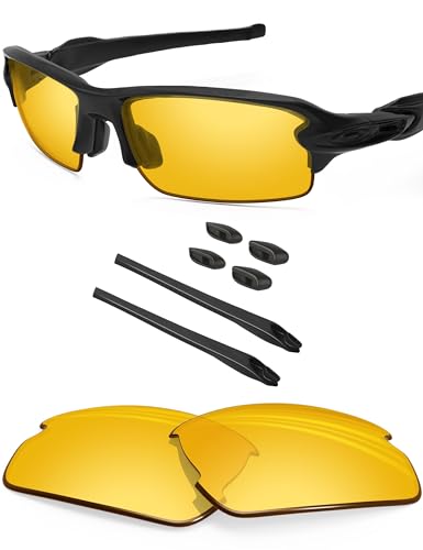 BLAZERBUCK Ersatzgläser und Socken-Set für Oakley Flak 2.0 OO9295 Sonnenbrille, Hochintensives Gelb von BlazerBuck