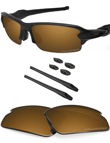 BlazerBuck Ersatzgläser und Socken-Set für Oakley Flak 2.0 OO9295 Sonnenbrille, Perlgold, polarisiert, Fit Flak 2.0 OO9295 59mm von BlazerBuck