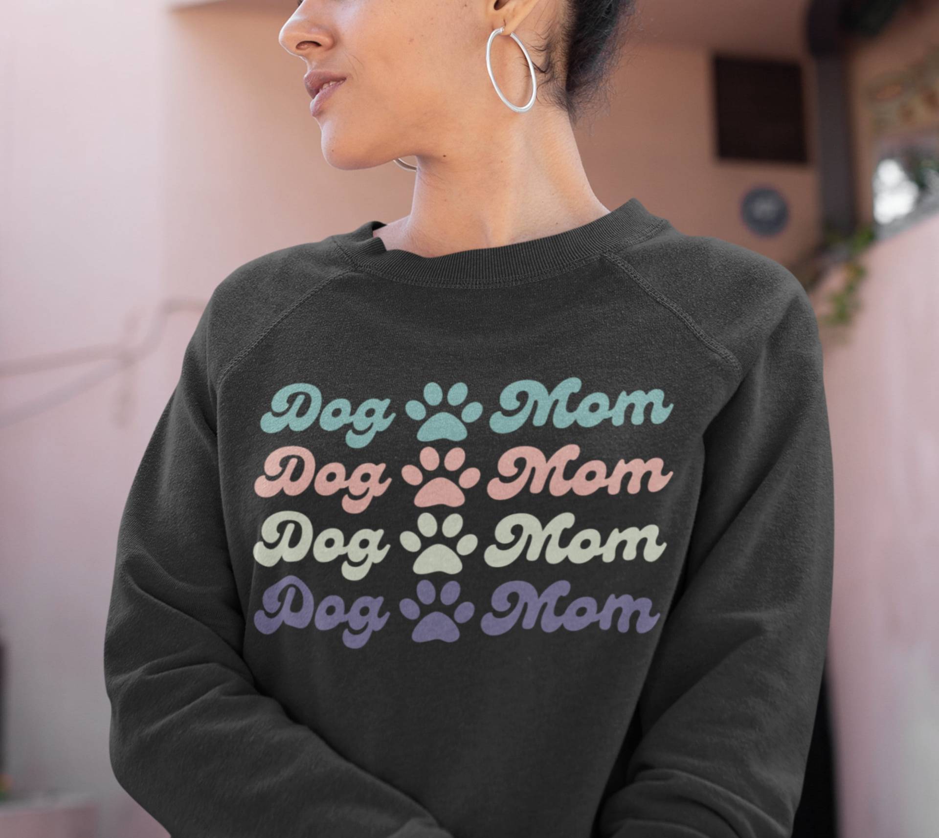 Hund Mama Sweatshirt, Retro Shirt, Süße Crewneck, Lustiges Geschenk Für Liebhaber Mama, Pelz Sweatshirt von BlazingBrite