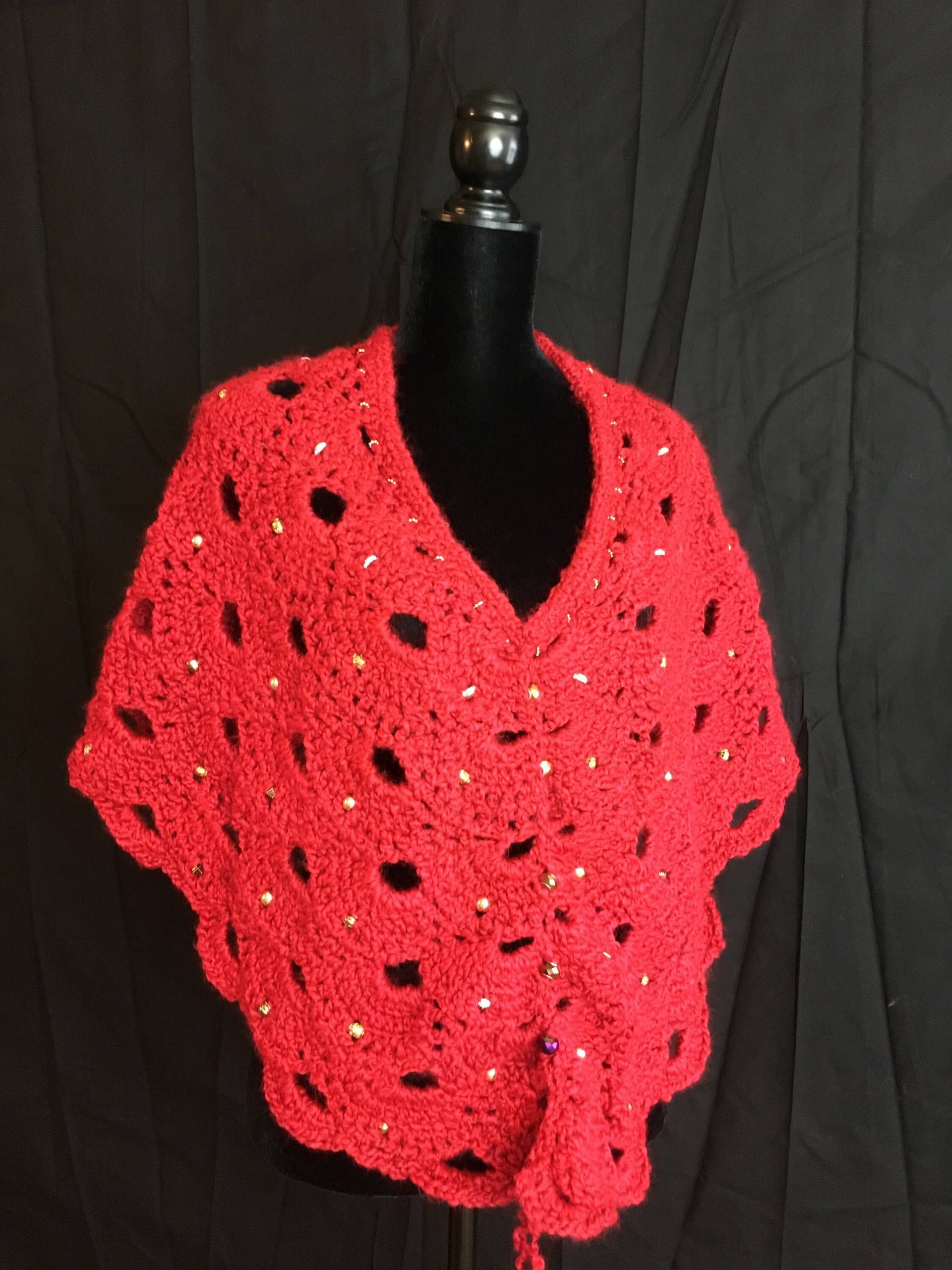 Perlen Rot Häkeln Poncho, Die Party - Ein Unikat Zu Blenden Perlen Rot Häkeln Poncho, Die Party - Ein Unikat Zu Blenden von BlazingHookDesigns