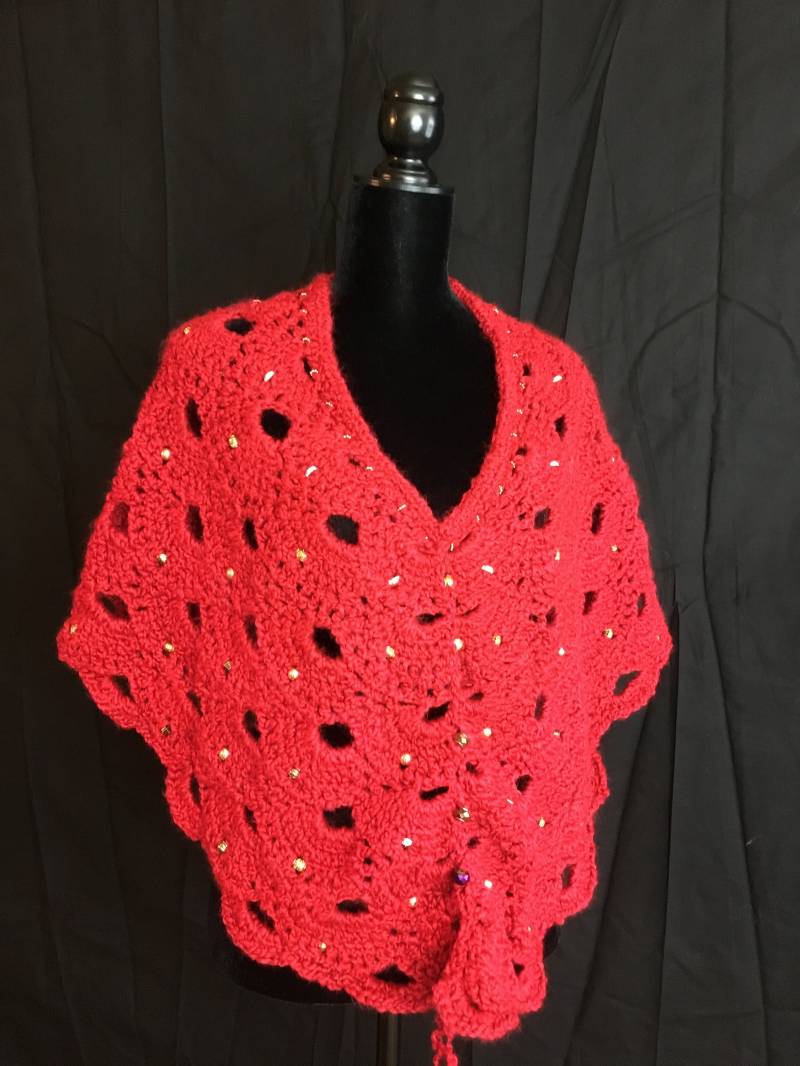 Perlen Rot Häkeln Poncho, Die Party - Ein Unikat Zu Blenden Perlen Rot Häkeln Poncho, Die Party - Ein Unikat Zu Blenden von BlazingHookDesigns