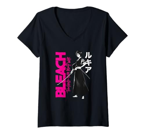 Damen Bleach Thousand Year Blood War Rukia mit Großem Logo T-Shirt mit V-Ausschnitt von Bleach Thousand Year Blood War